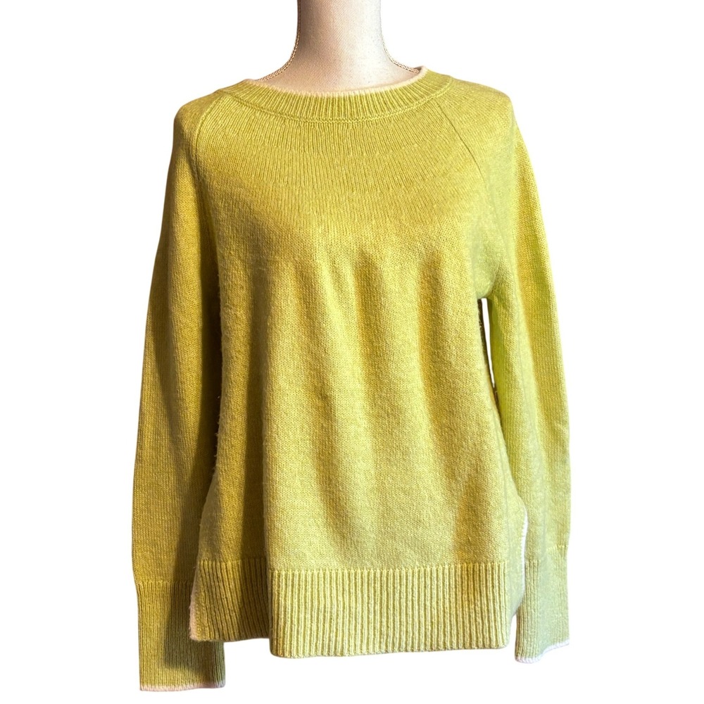 Talbots Lime Green Wool Blend Raglan Crew Neck Sweater Minimalist CoastalSmall